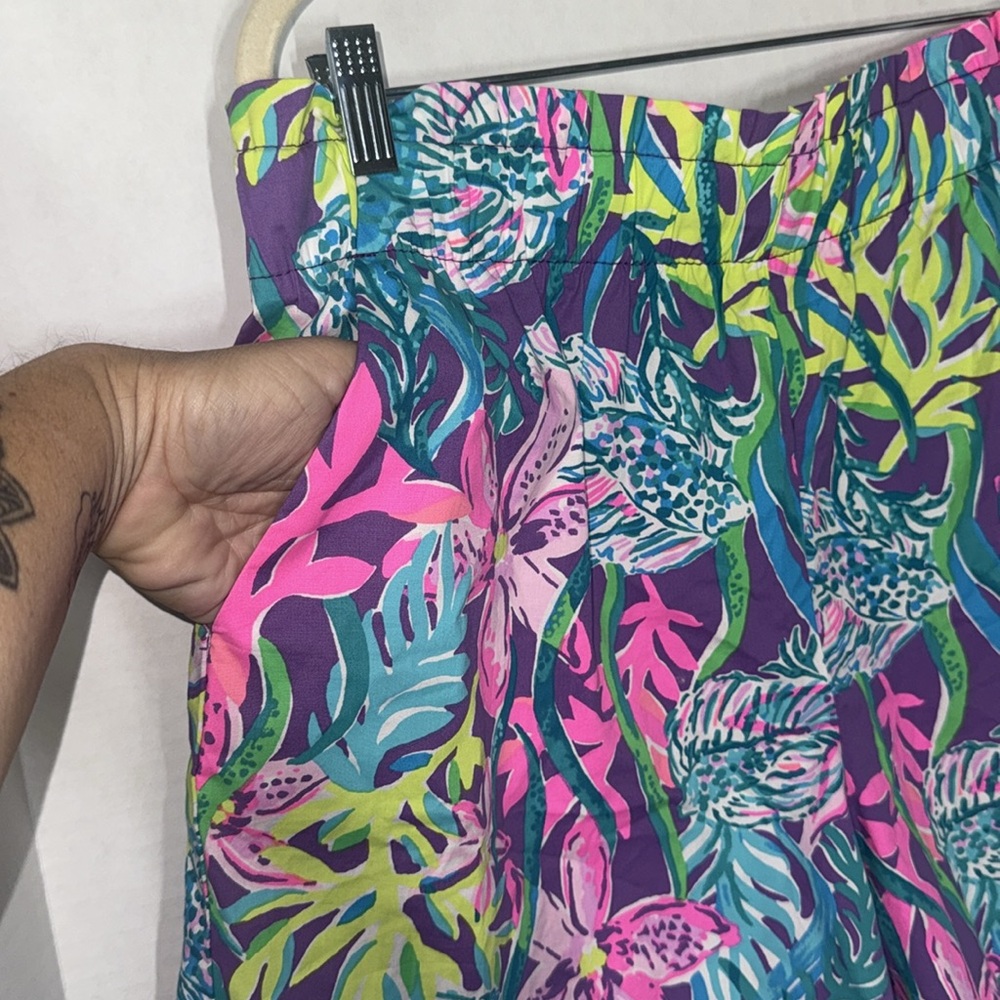 Lilly Pulitzer Floral Party All The Tide 4” Shorts Elastic Waist Pull On XL - Picture 3 of 11
